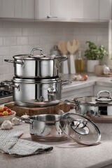 Aria 8 Parça Paslanmaz Çelik Tencere Seti - 16*20*22*24 cm