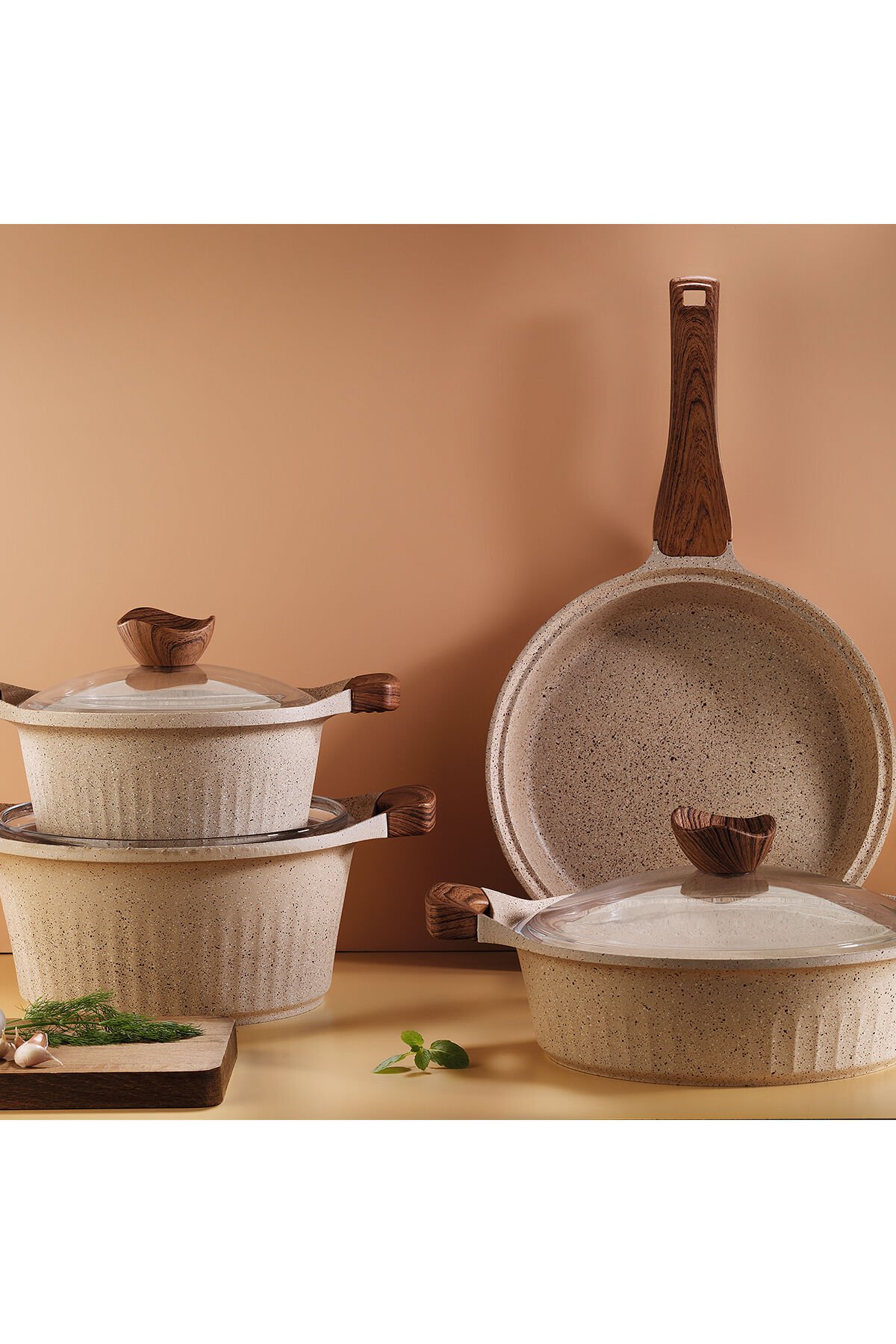 Lincoln 7 Parça Tencere Seti Cappuccino