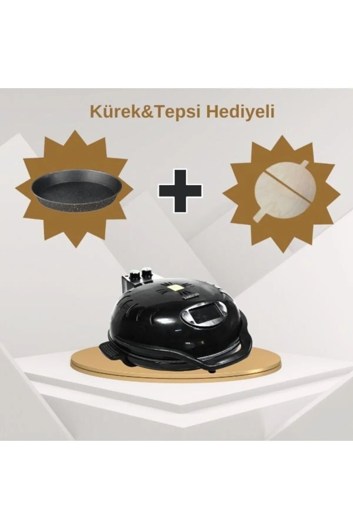 1500W Siyah Ekmek & Pizza Pişirme Makinesi (Pizza Küreği + Kesici + Tepsi Hediyeli)
