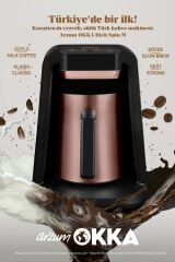 OK0012/OK0018 Okka Rich Spin M Çelik Cezveli Sütlü Türk Kahve Makinesi - Bakır 5 Fincan Kapasiteli