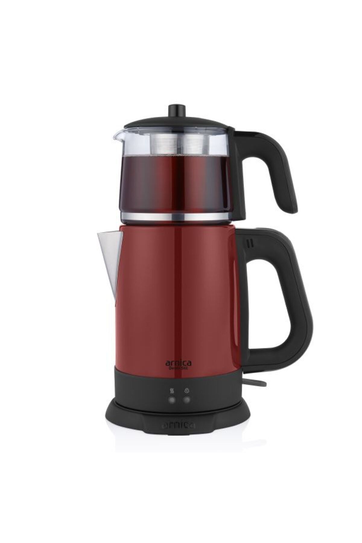 Arnica Demli Stil IH33204 CAM Demlikli Çay Makinesi Kırmızı
