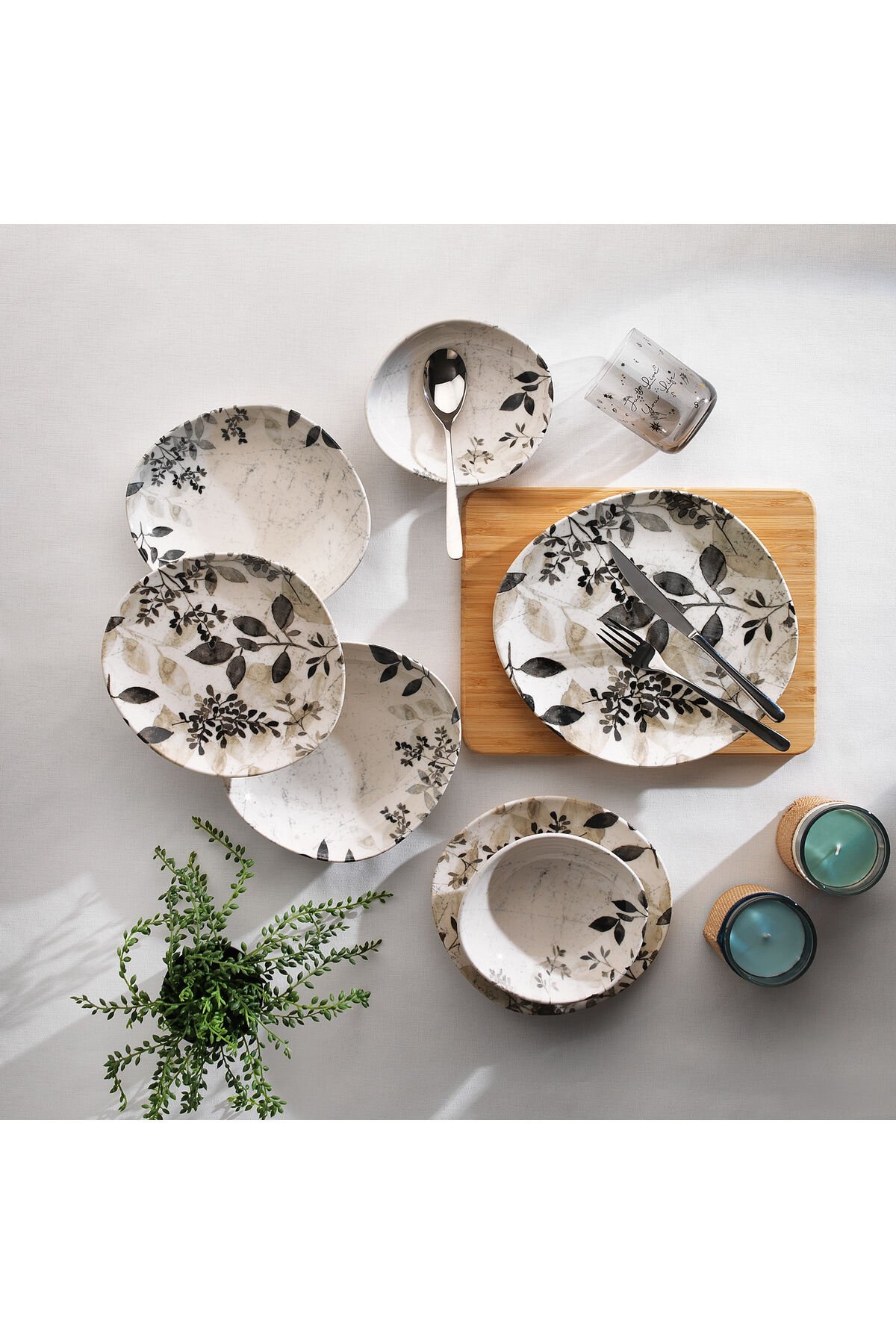 Literal Yemek Takımı 24 Parça-Gri