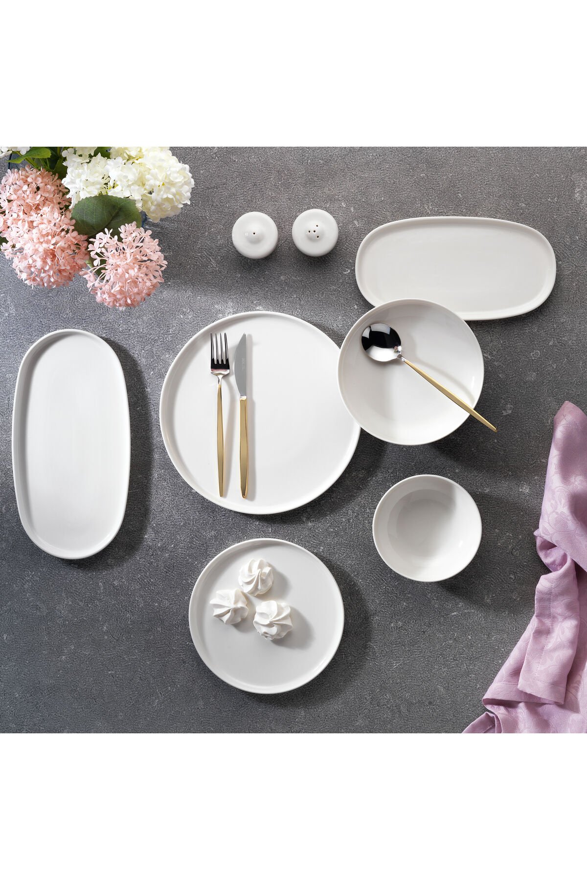 Lilya Yemek Takımı 55 Parça-Beyaz