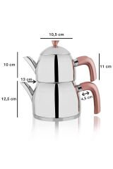 Alexa Aile Boyu Çelik Çaydanlık Takımı 4 Parça Rosegold