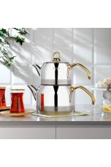 Schafer Ada Gold Orta Boy Çelik Çaydanlık