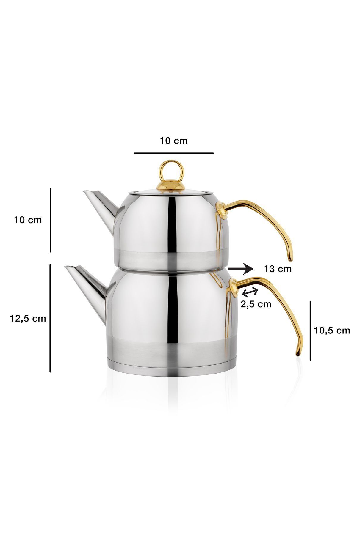 Schafer Ada Gold Orta Boy Çelik Çaydanlık