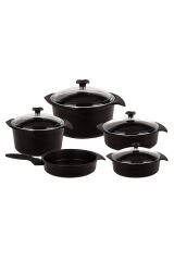 Flipper 9 Parça Siyah Cam Tencere Set
