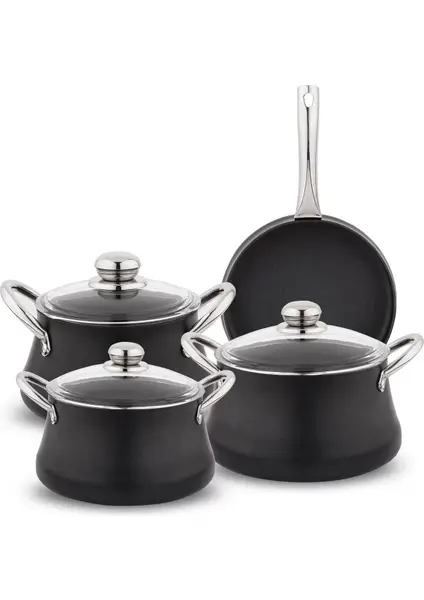 Schafer Ottawa Yanmaz Yapışmaz -Tencere Seti -7 Parça-Siyah