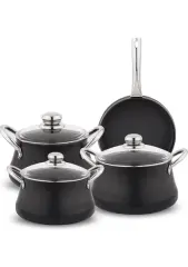 Schafer Ottawa Yanmaz Yapışmaz -Tencere Seti -7 Parça-Siyah