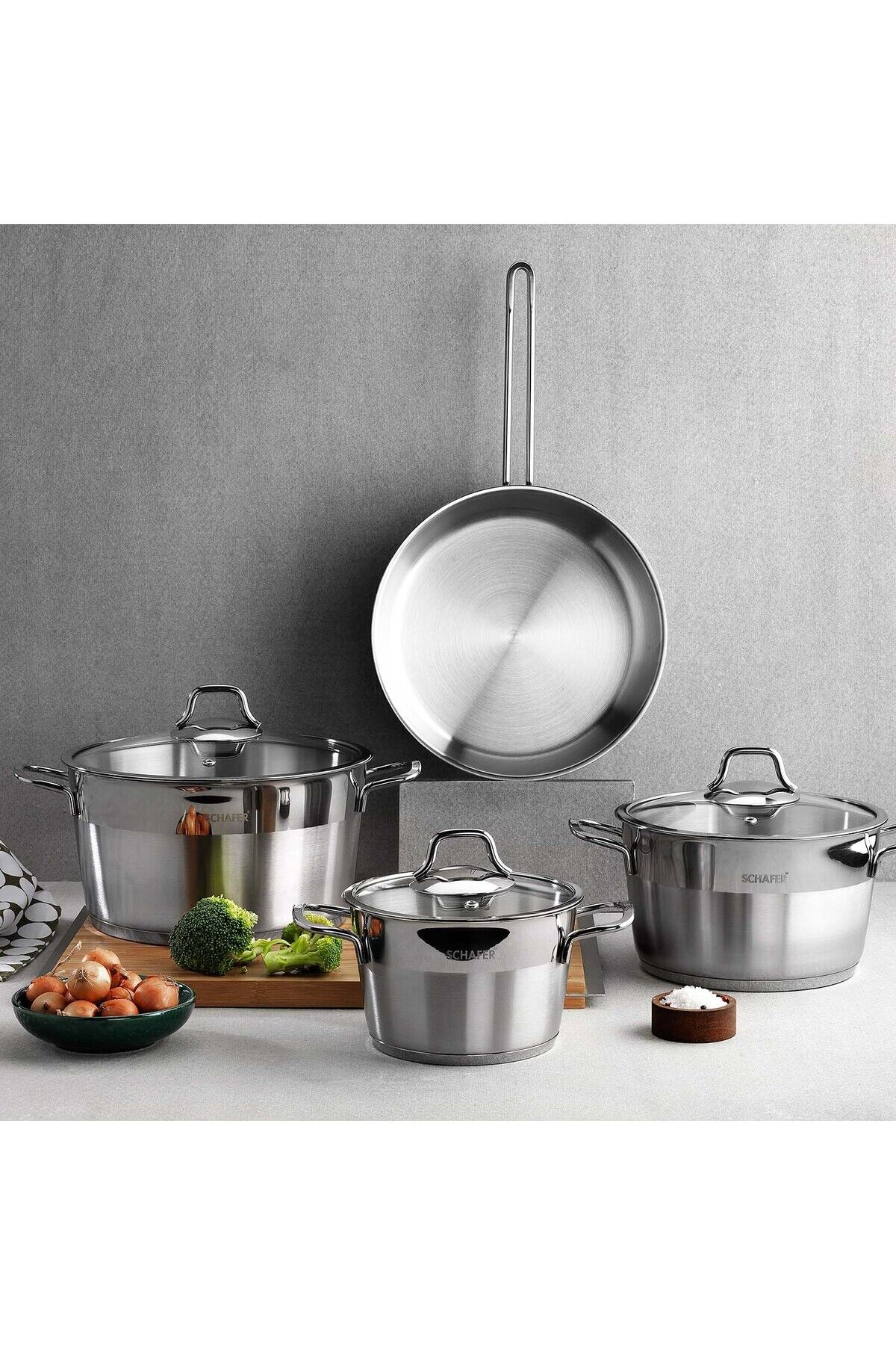 Vals Çelik Tencere Seti-7 Parça-Inox