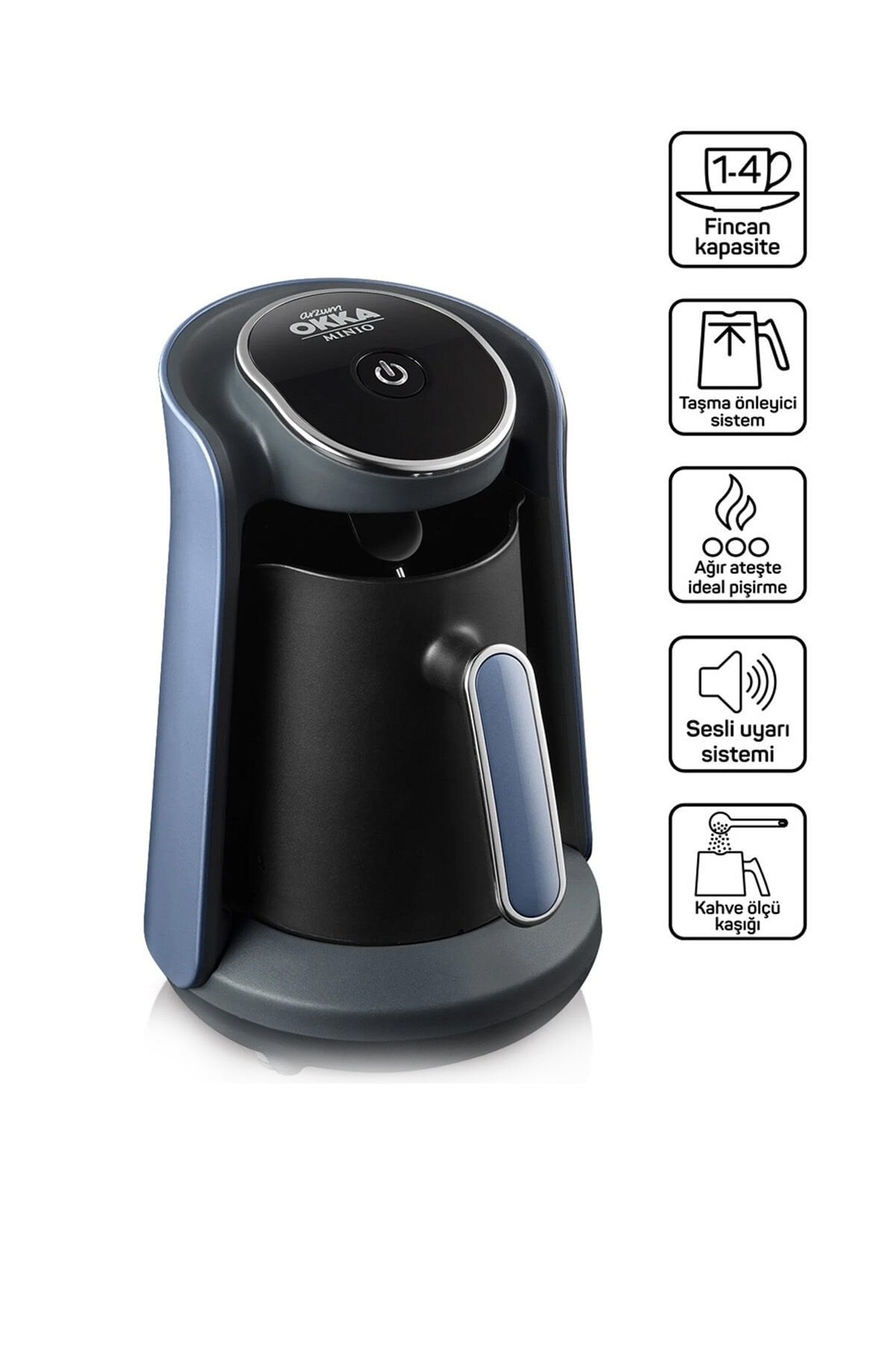 OK004 Okka Minio Türk Kahvesi Makinesi Taşma Önleyici Sistem, 4 Fincan Kapasiteli, Okyanus