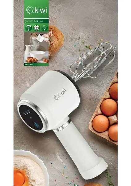Kiwi Kmx-3612 3 Hız Kademeli Şarjlı El Mikseri