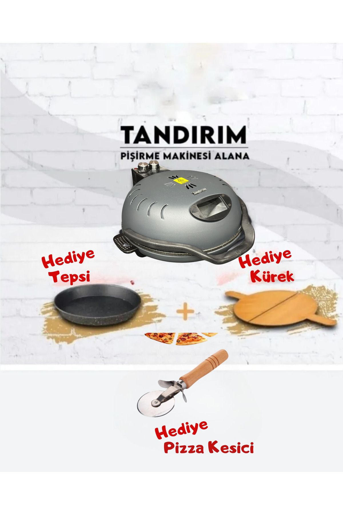 Gri Ekmek Ve Pizza Pişirme Makinesi (PİZZA KESİCİ KÜREK VE TEPSİ HEDİYELİ)