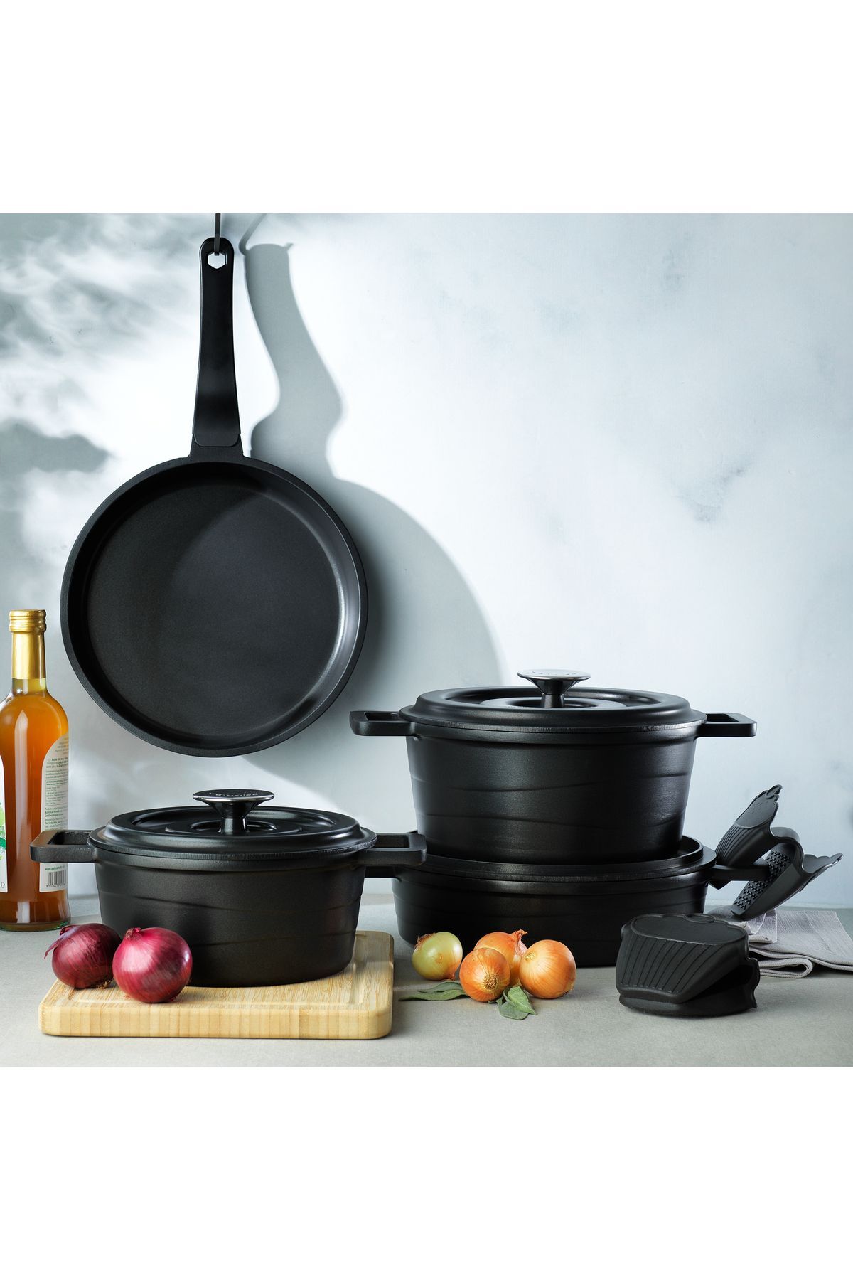 Schafer Pro Cast Döküm Tencere Seti 7 Parça-siyah