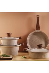 Aryıldız Lincoln 7 Parça Tencere Seti Cappuccino