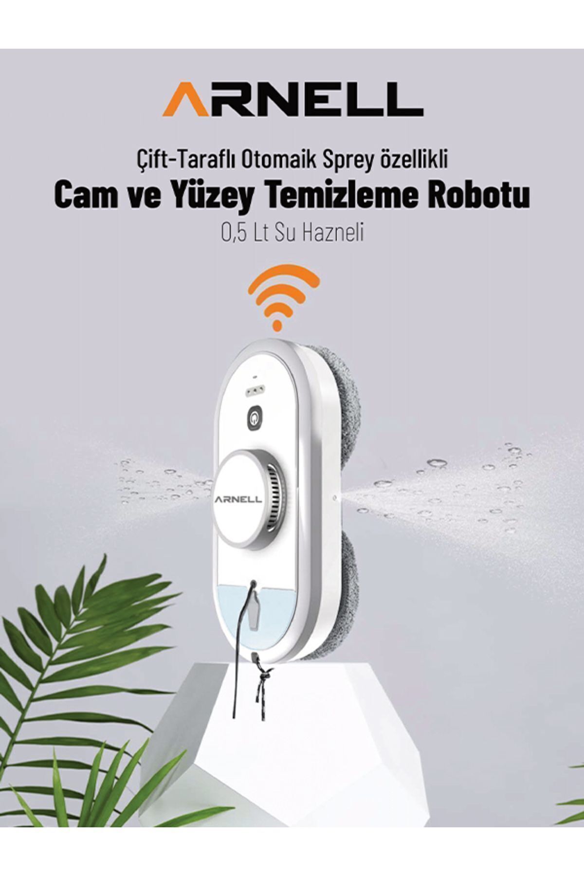 Cam Pencere Temizleme Robotu Çift Su Püskürtmeli Su Hazneli Cam Silme Fayans Yüzey Temizleme Robotu