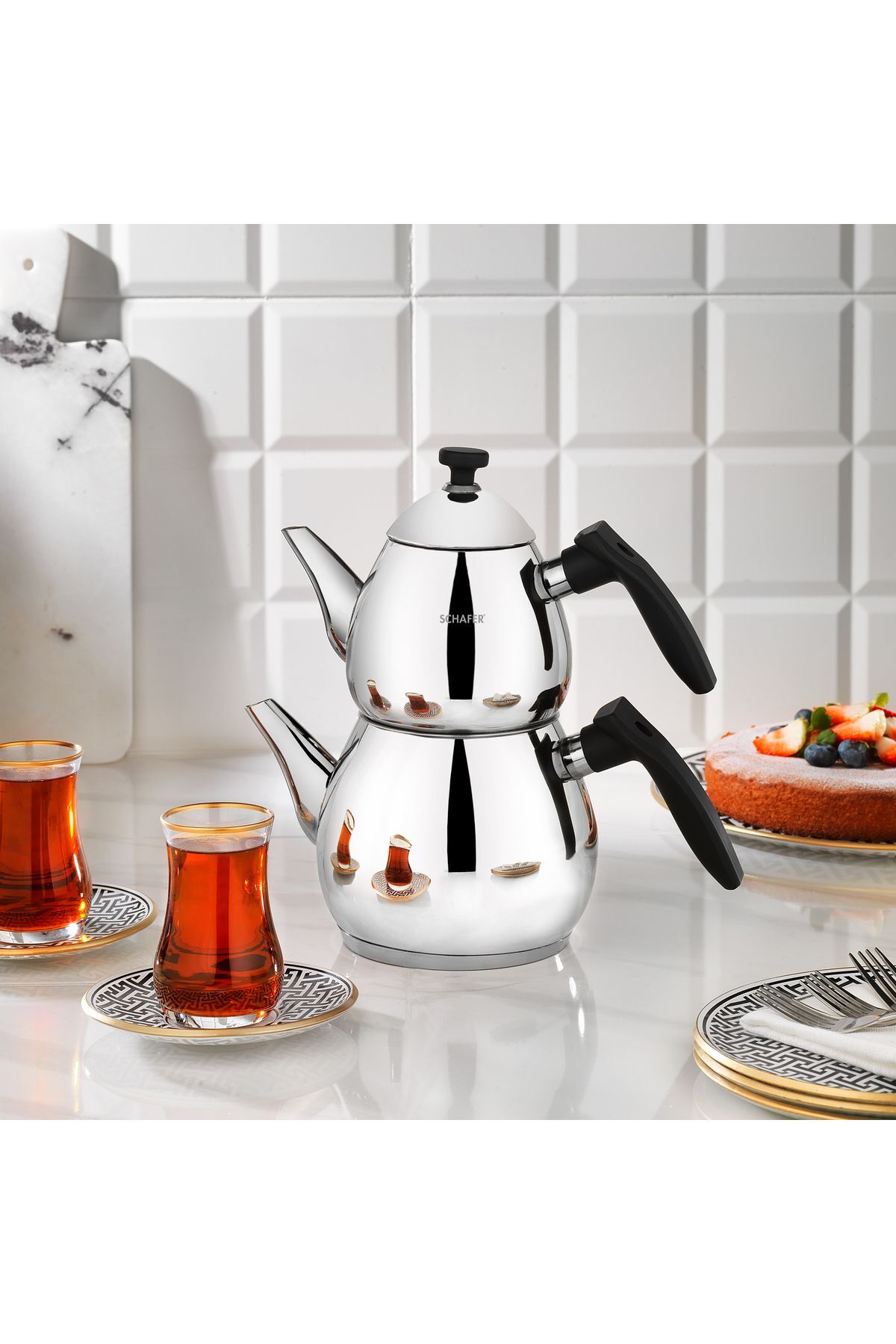 Schafer Tea Chef Küçük Boy Çaydanlık Takımı 4 Parça-siyah