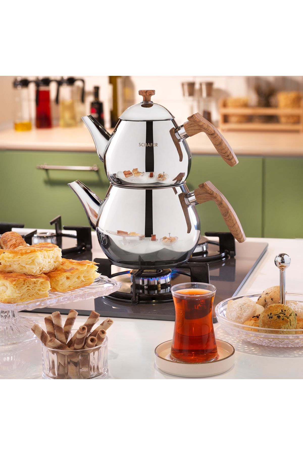 Schafer Tea Chef Orta Boy Çaydanlık Takımı 4 Parça-Kahve - Kahverengi