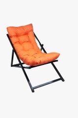 Katlanır Metal Şezlong Minderli – Balkon, Bahçe, Teras ve Plaj Kullanımı İçin (KAYSERİYE ÖZEL) Turuncu