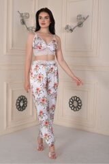 Saten 3'lü Beyaz Gecelik Pijama Takımı