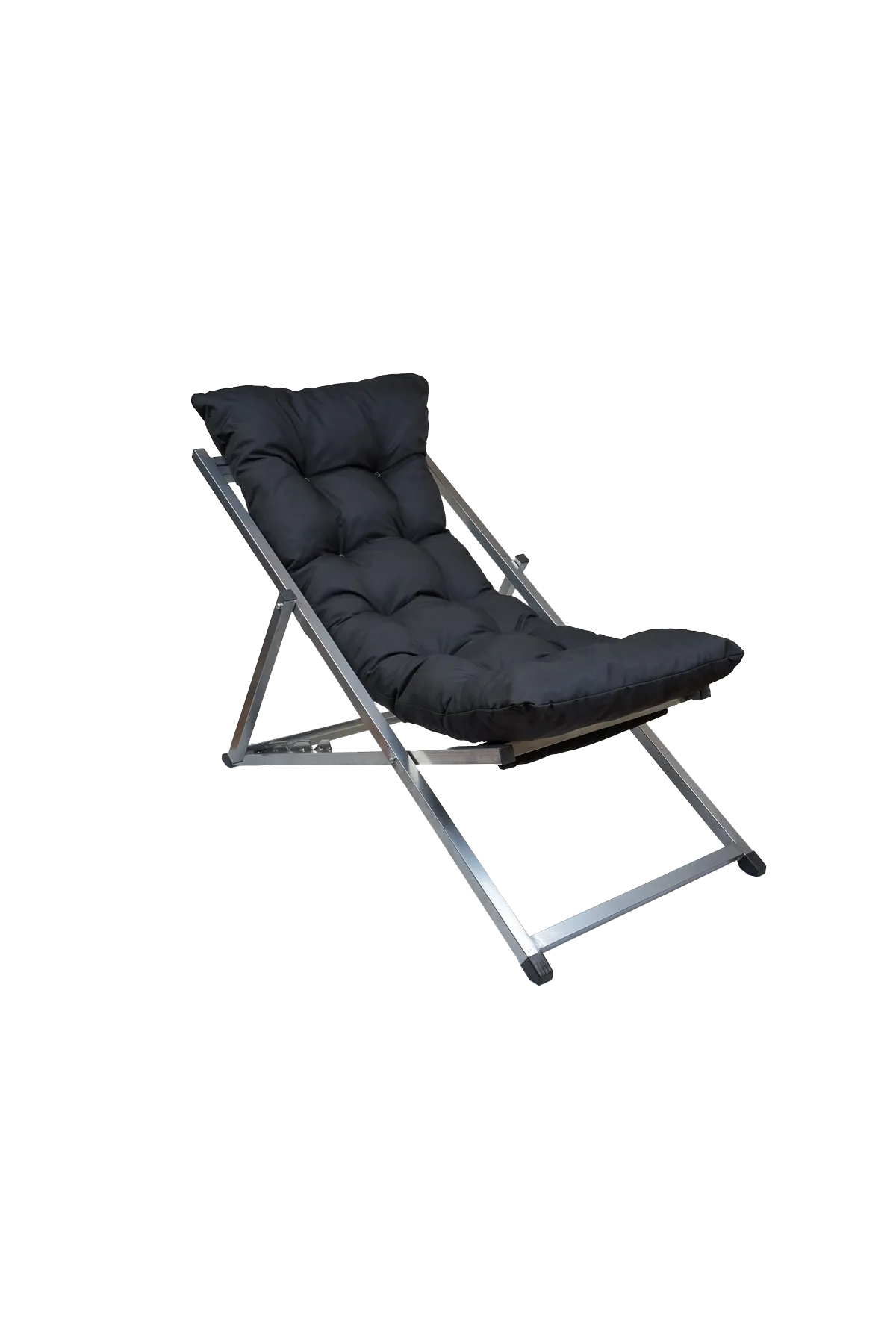 Katlanır Metal Şezlong Minderli – Balkon, Bahçe, Teras ve Plaj Kullanımı İçin (KAYSERİYE ÖZEL) Gri