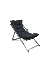 Katlanır Metal Şezlong Minderli – Balkon, Bahçe, Teras ve Plaj Kullanımı İçin (KAYSERİYE ÖZEL) Gri