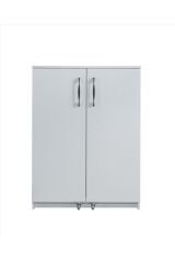Çok Amaçlı Beyaz 2 Kapaklı Tekerlekli Mutfak Kiler Erzak Dolabı 92x120x52cm