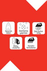 AR6020 Pressa 2400Watt Seramik Taban Buharlı Ütü,Şok Buhar