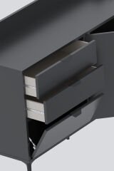 3 Kapaklı 2 Çekmeceli Antrasit Kahve Köşesi Mutfak Konsolu Ekmeklik Dolap 128 cm