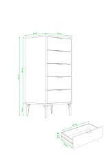 5 Çekmeceli Geniş Şifonyer Beyaz Bebek Ve Yatak Odası Çamaşırlık Dolabı 105 cm