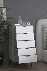 5 Çekmeceli Geniş Şifonyer Beyaz Bebek Ve Yatak Odası Çamaşırlık Dolabı 105 cm