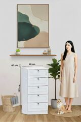 5 Çekmeceli Şifonyer Çok Amaçlı Çamaşırlık Ve Yatak Odası Dolabı Beyaz