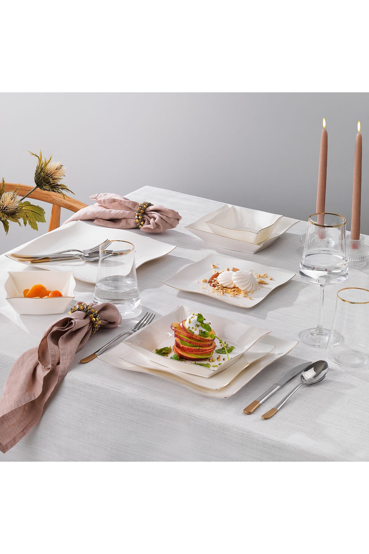 Lovise Yemek Takımı 24 Parça-Gold