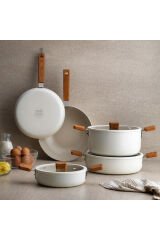 Ceramoni Seramik Wok Tava 28 Cm-Krem