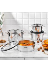 Steel Pro Çelik Tencere Seti 8 Parça-Inox