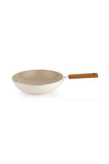 Ceramoni Seramik Wok Tava 28 Cm-Krem
