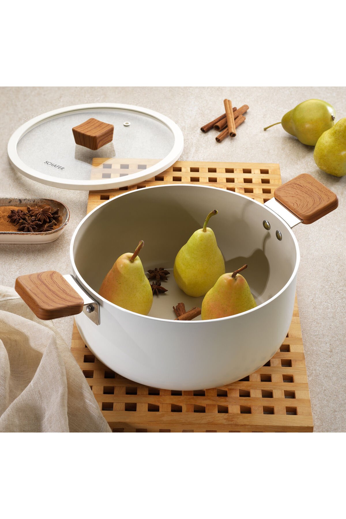 Ceramoni Seramik Derin Tencere 24 Cm-Krem