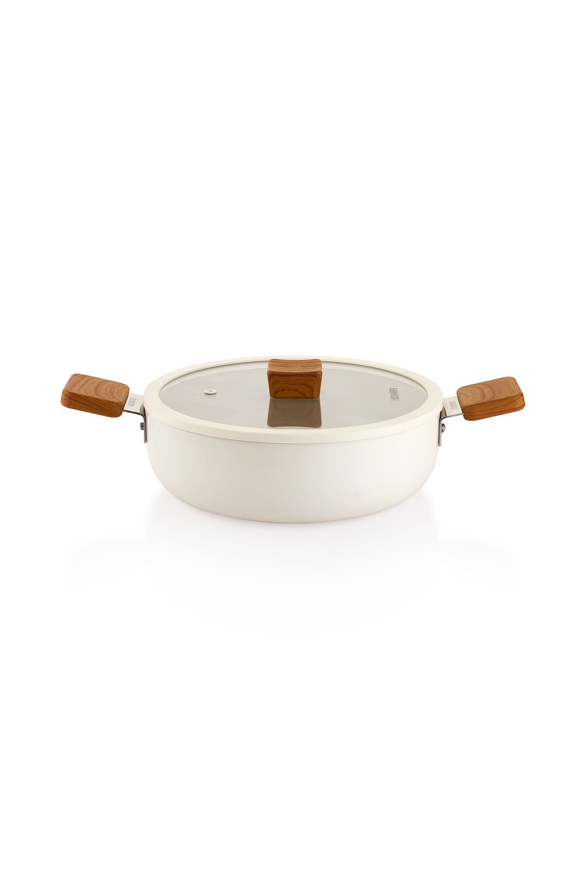Ceramoni Seramik Basık Tencere 24 Cm-Krem