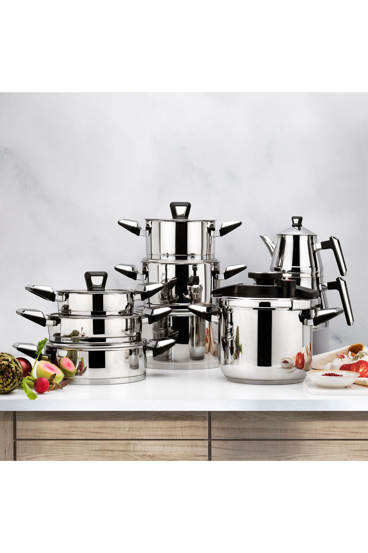 Premium Çelik Çeyiz Seti 18 Parça-Inox