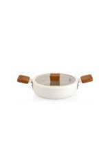 Ceramoni Seramik Kapaklı Sahan 20 Cm-Krem