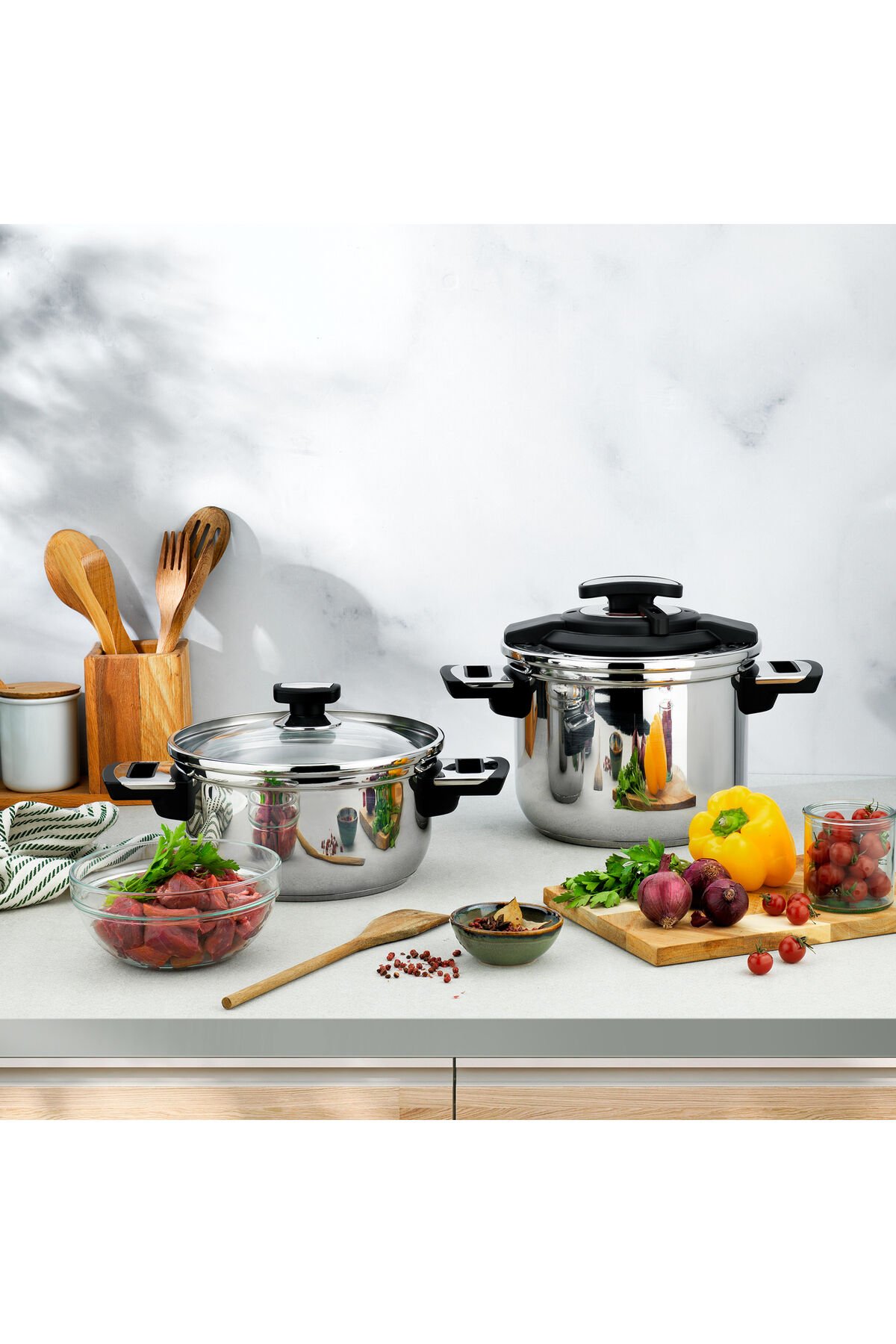 İn-Safe 2 li Düdüklü Tencere Seti 4 Parça-Siyah