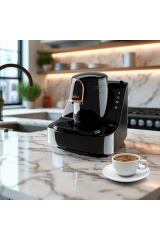 OK0040 Okka Elite Türk Kahvesi Makinesi Bol Köpüklü Közde Lezzeti, 2 Fincan Kapasiteli, Krom