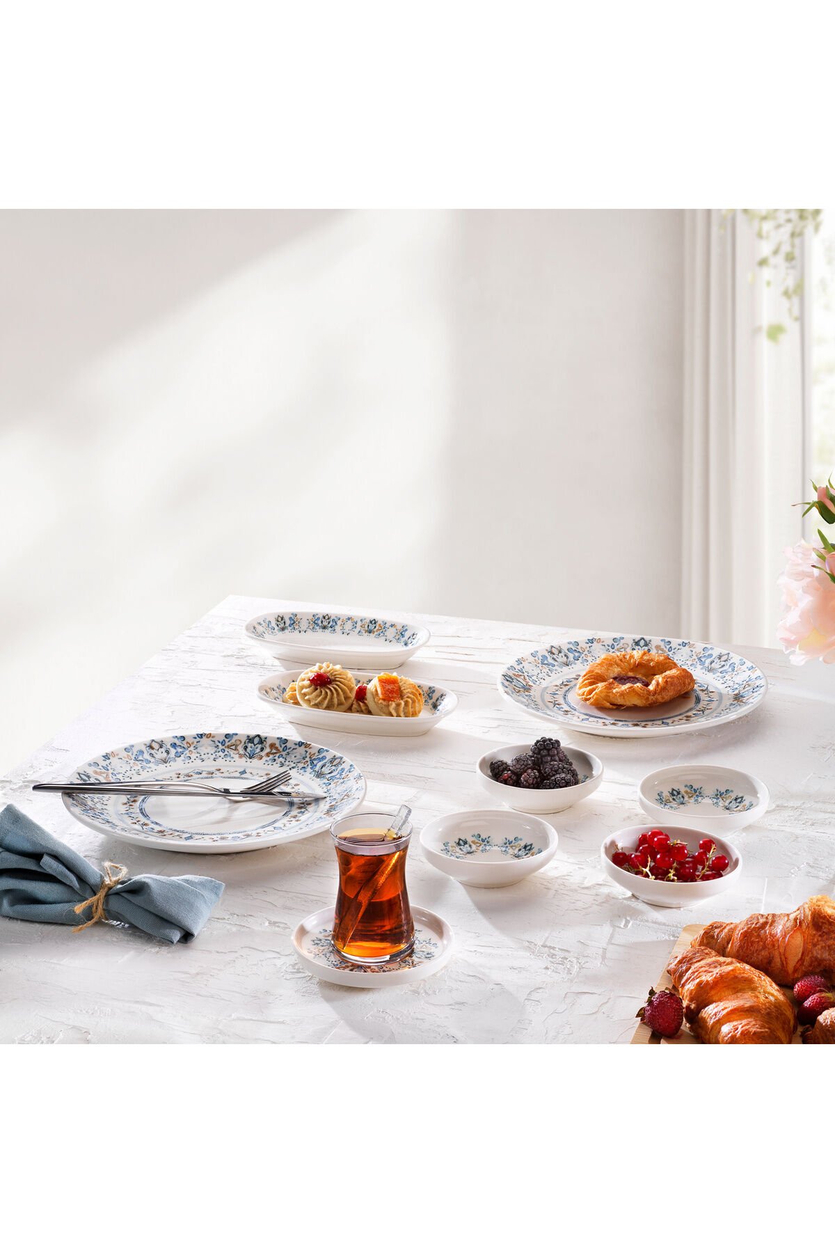 Emely Kahvaltı Takımı 32 Parça-Mavi