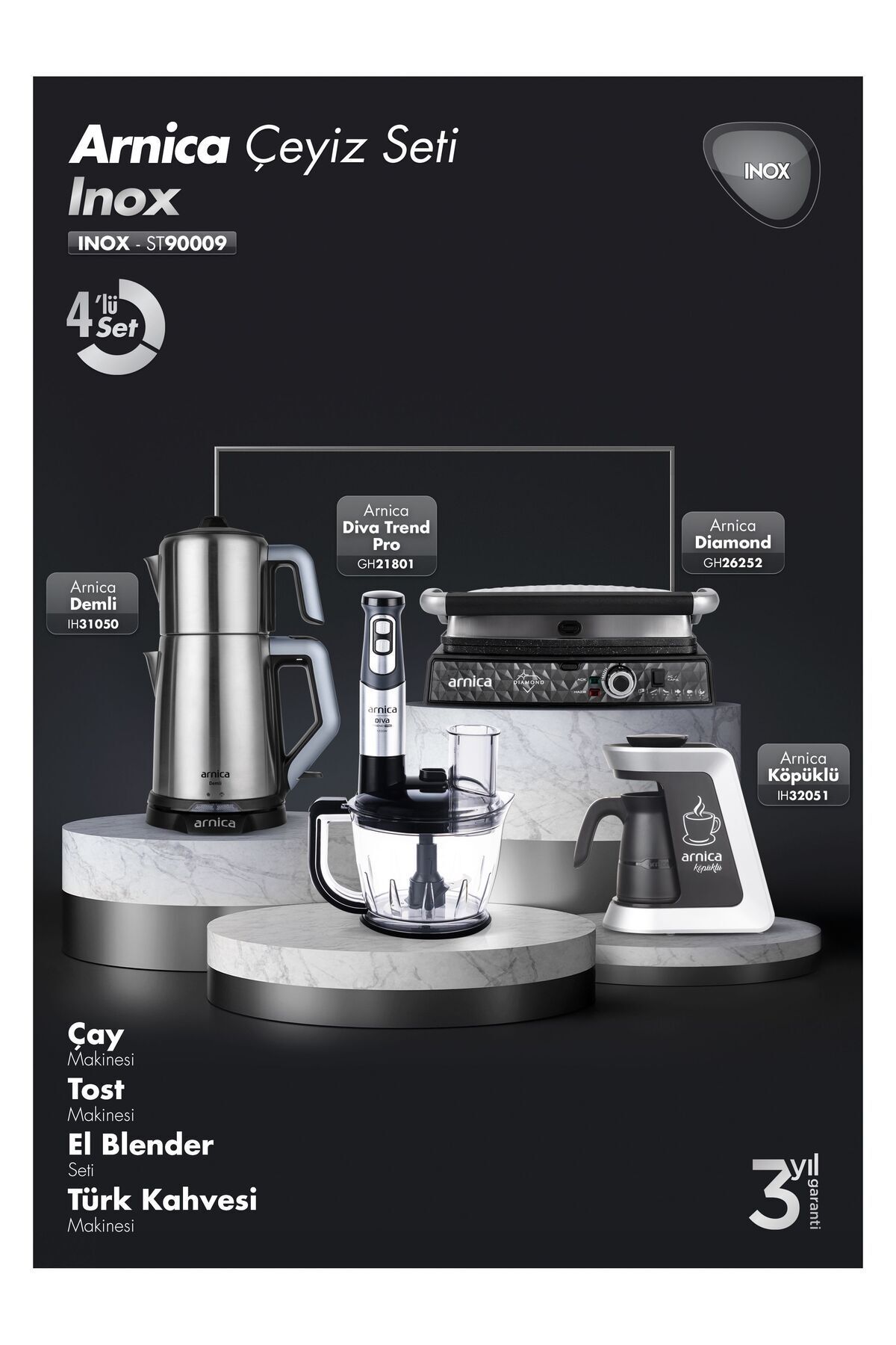 Inox 4lü Elektrikli Çeyiz Seti ST90009