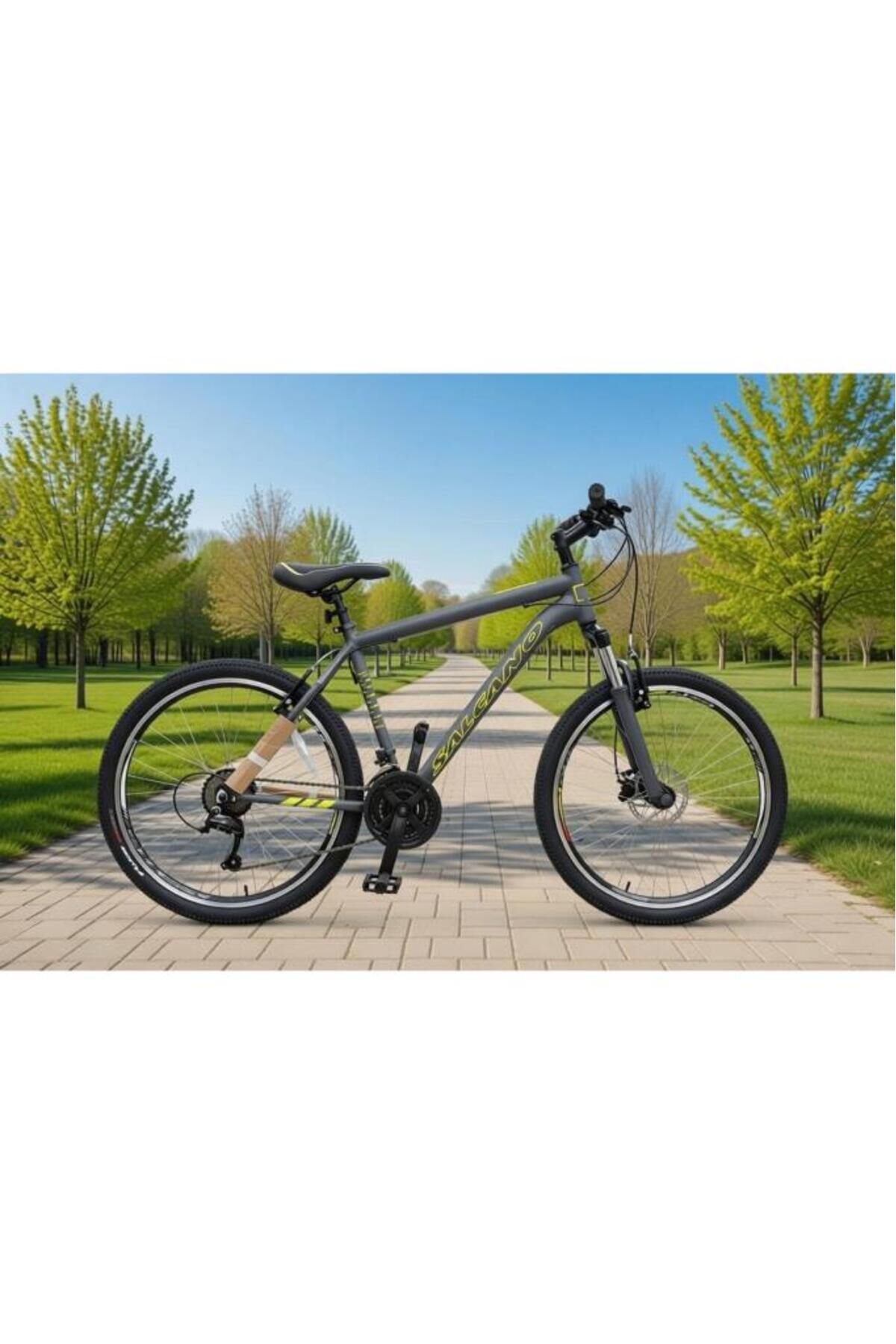 Lion 27,5 MD 21 Vites Mekanik Disk Fren Dağ Bisikleti (Koyu Gri / Sarı / Beyaz)