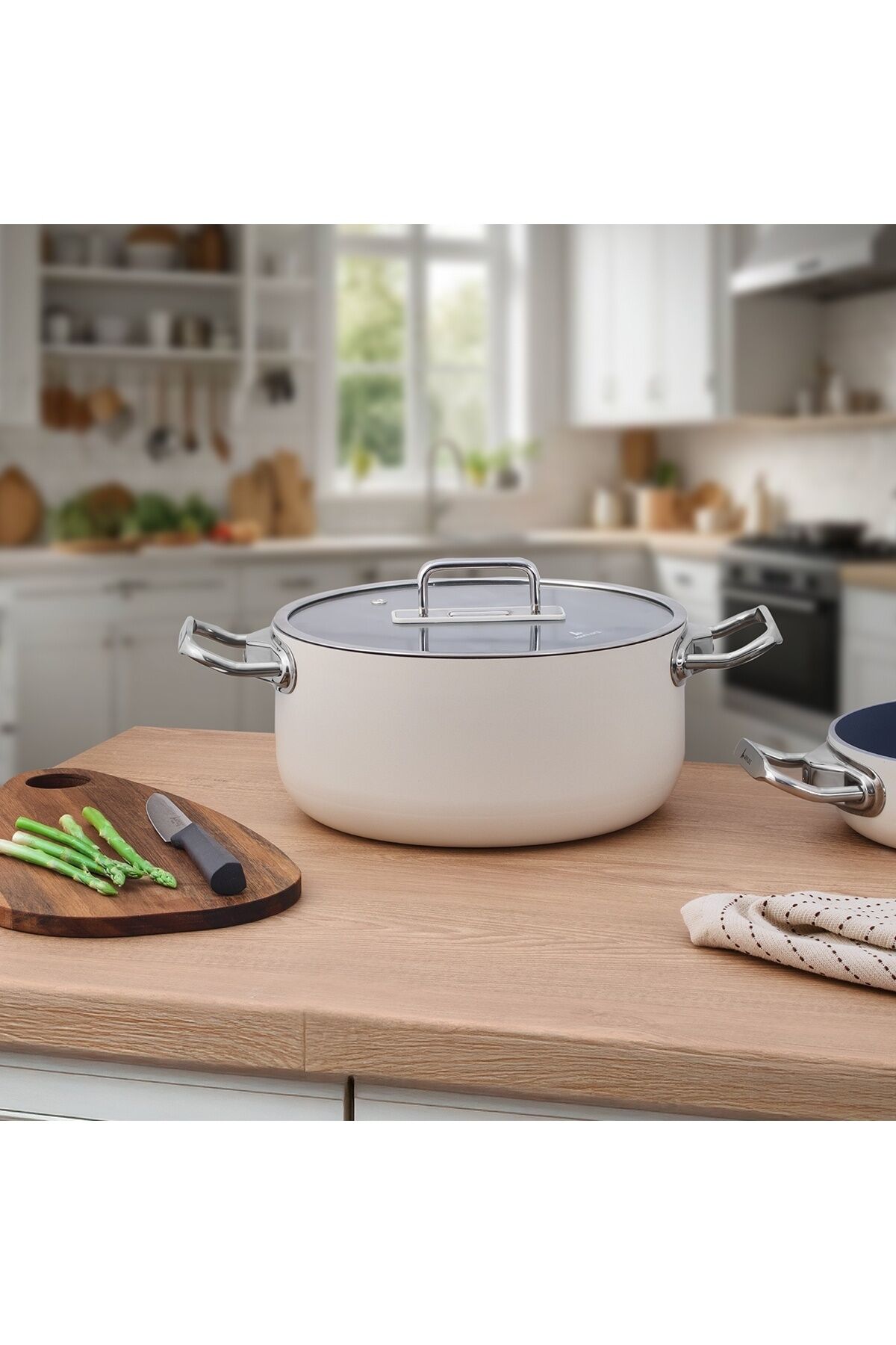 Colombus Crystal Metal Kulp Cam Kapak Derin Tencere - 24 Cm