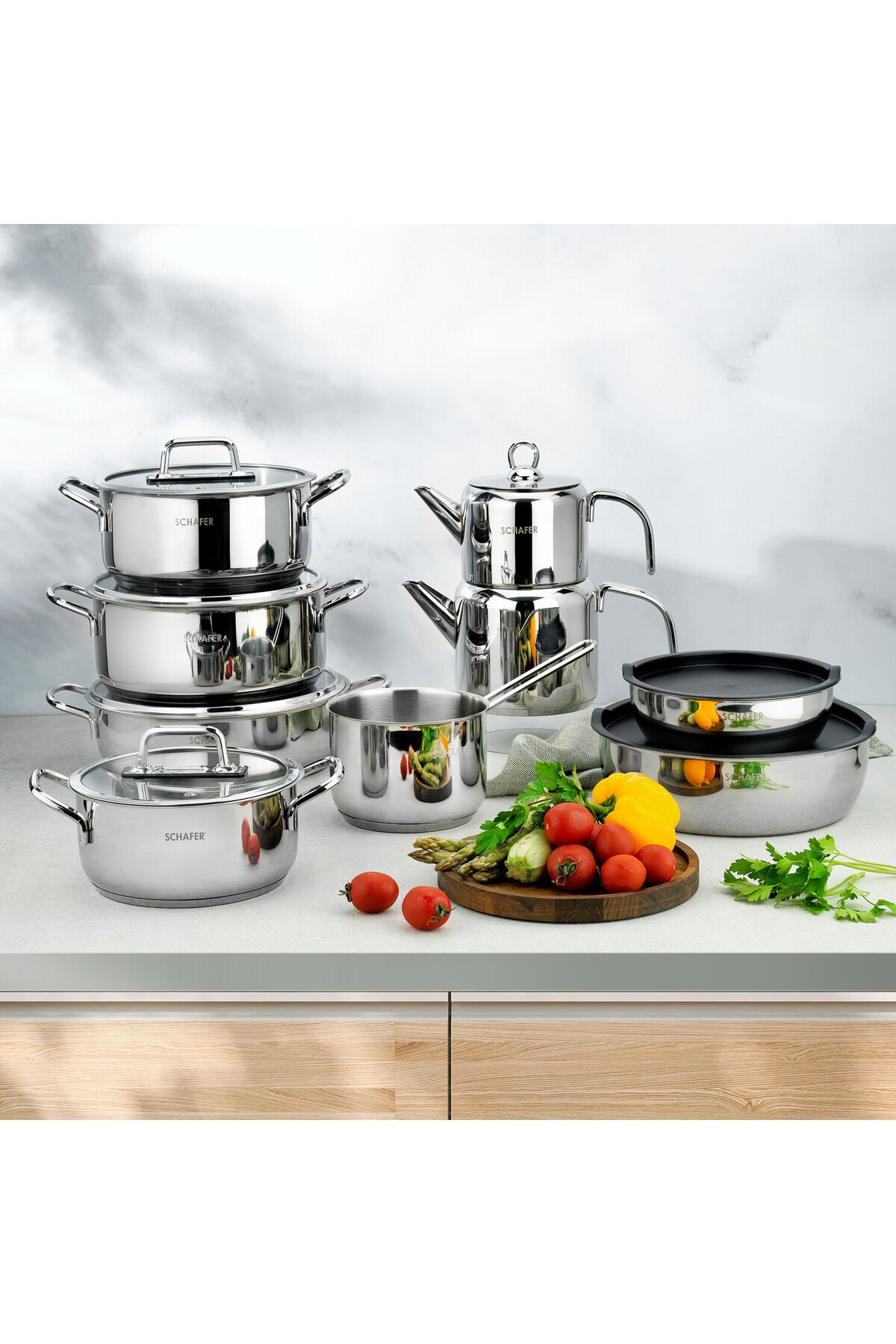 Grande Mia Çelik Tencere Takımı 16 Parça İnox