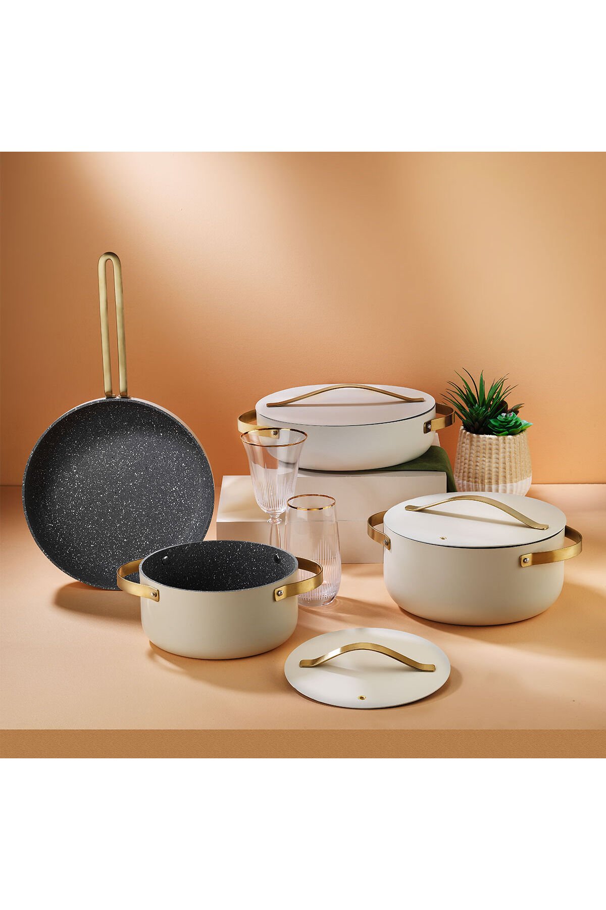 Nexus Krem 7 Parça Tencere Seti