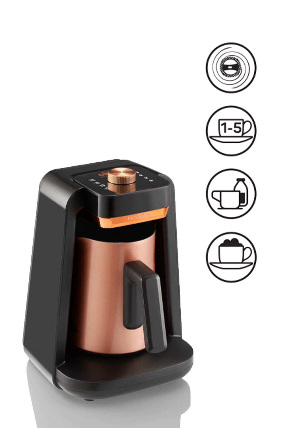 OK0020 Okka Rich Spin Pro Türk Kahvesi Makinesi 5 Fincan, 8 Farklı Mod, Taşma Önleyici Sistem, Bakır
